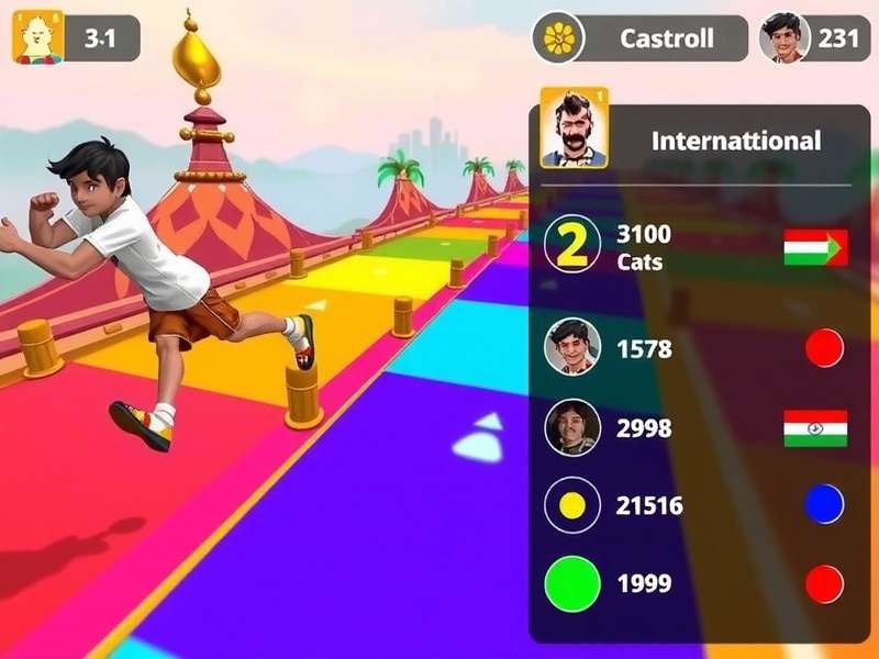 Holi Lively Sprint gameplay screenshot showing colorful tracks